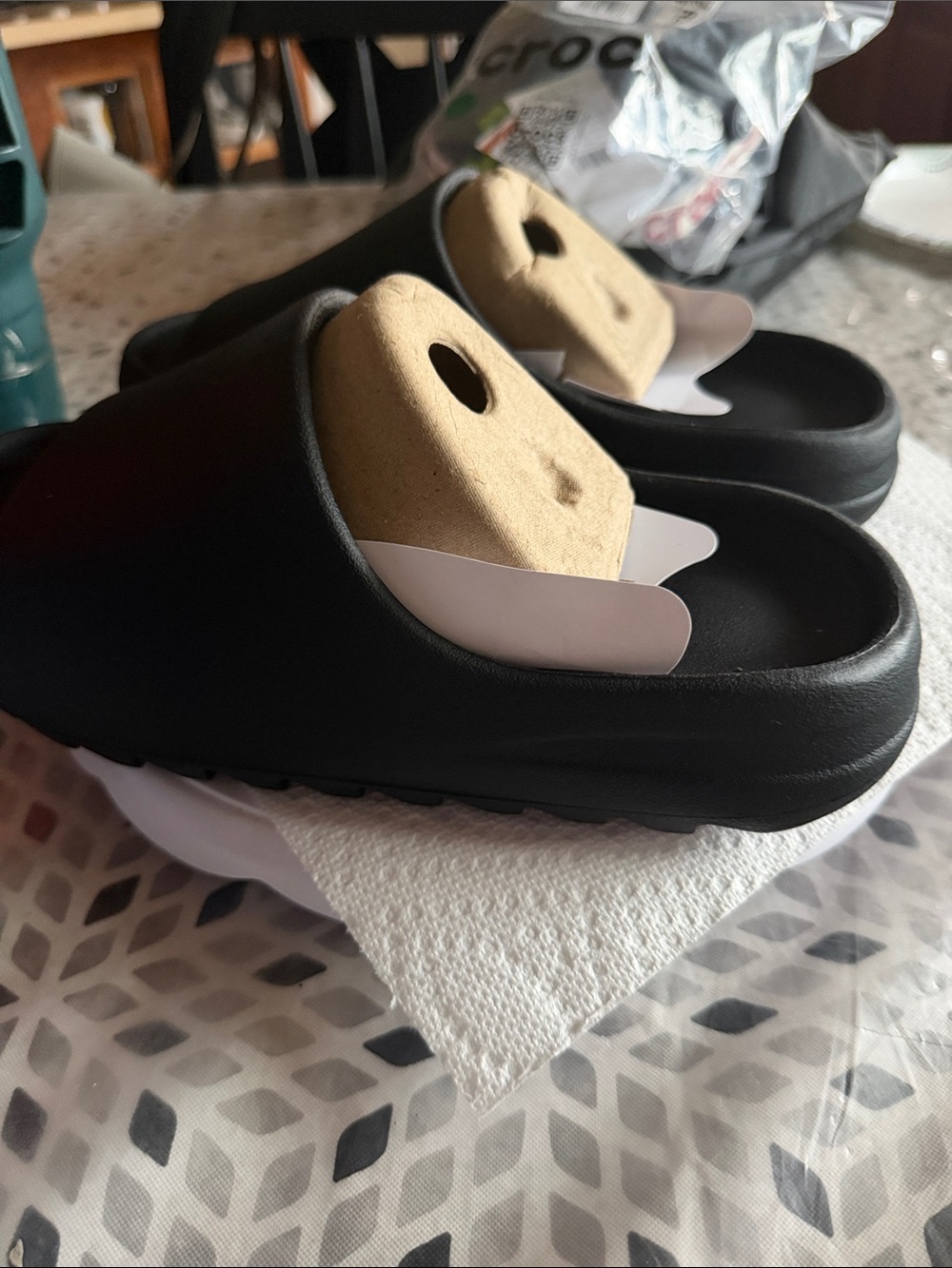 Mens Black Slip-On Casual Yeezy (YS-01) Slides